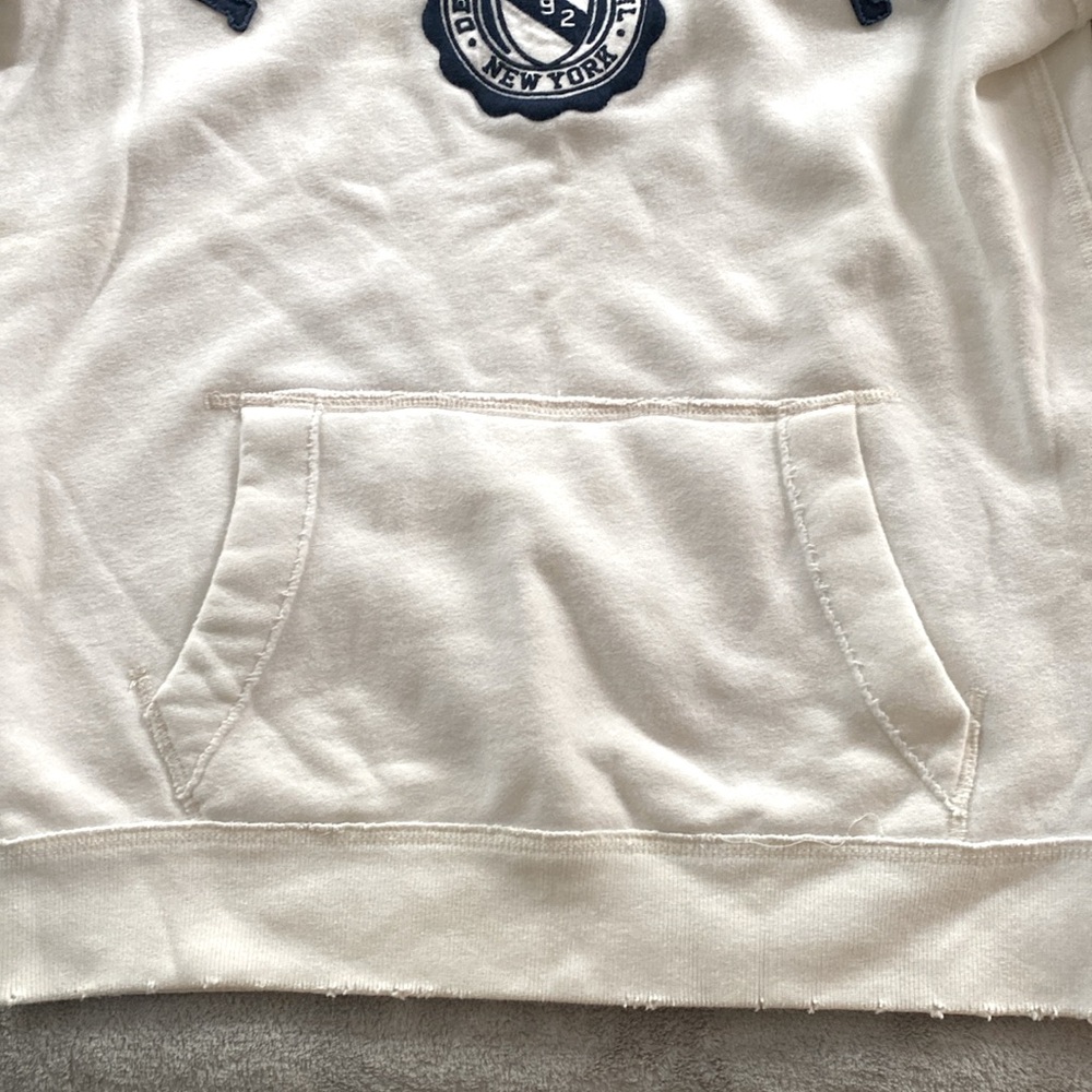 Abercrombie & Fitch Off-White Drawstring Hoodie Sweatshirt - Picture 8 of 9